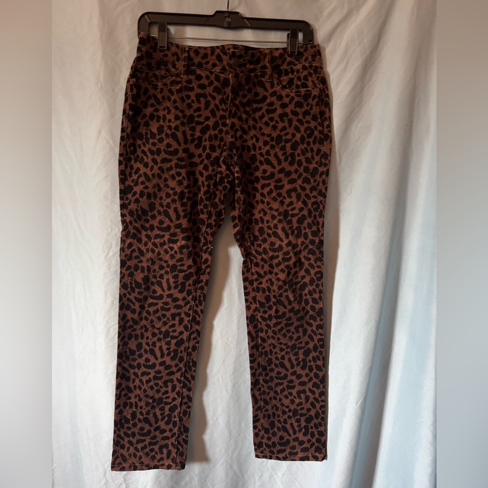 Ann Taylor Animal Print Straight Leg Pants - Brown and Black